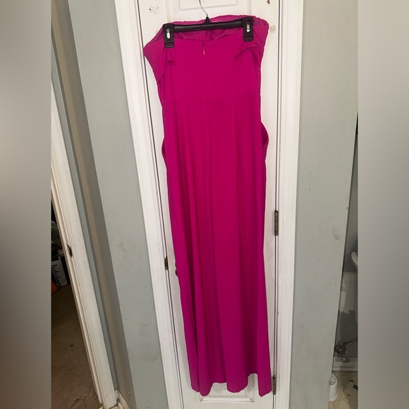 Express Pleated Wide Leg Hot Pink Jumpsuit - Picture 4 of 5